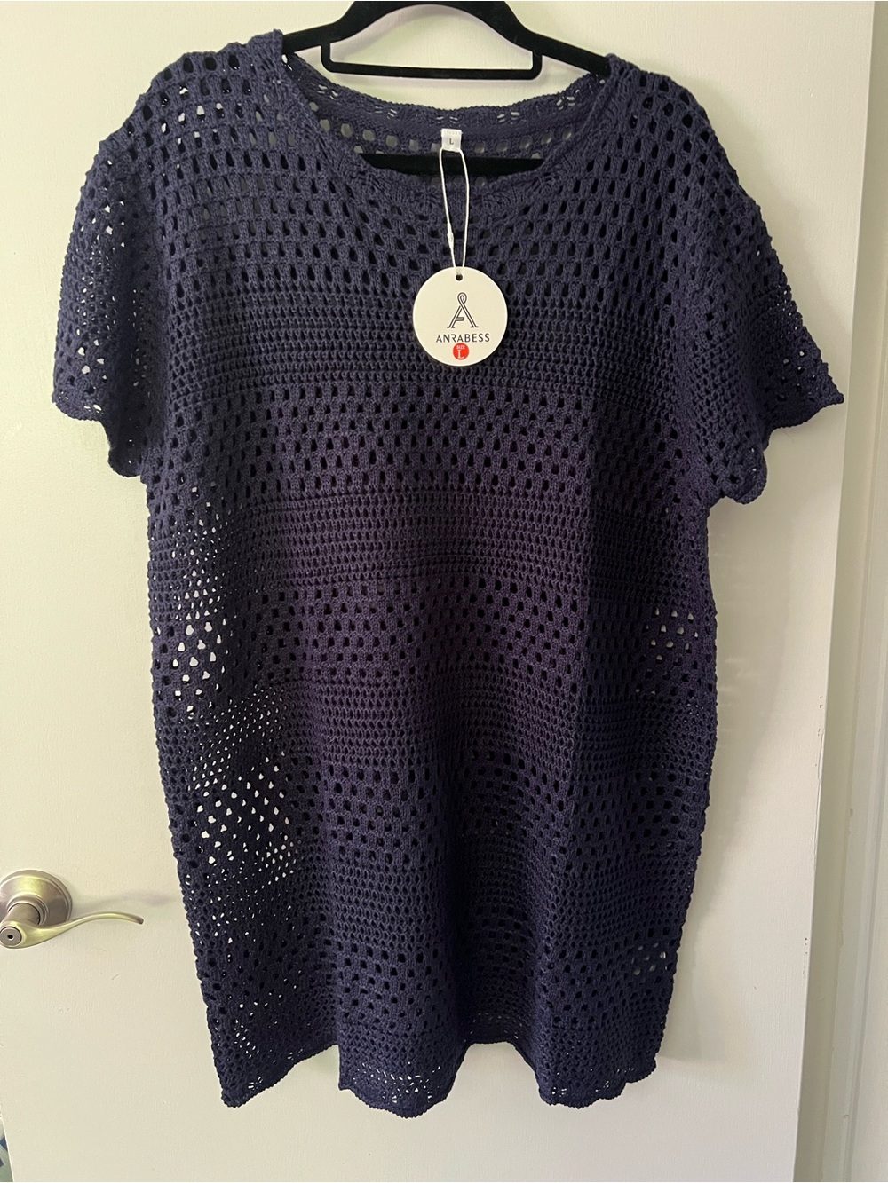 NWT ANRABESS Women’s Navy Crochet Swim‎ Coverup